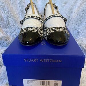 Stuart Weitzman Kenna Black and White Tweed Flats